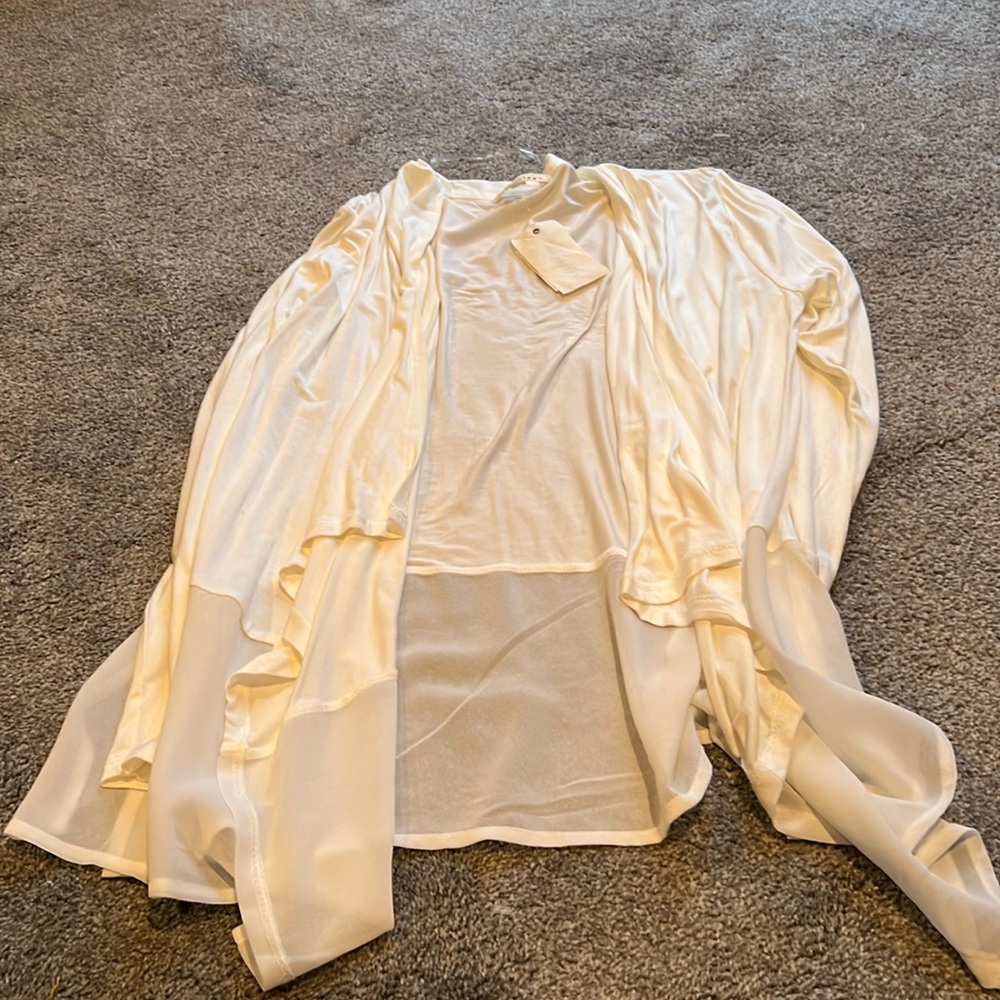White open front blouse size medium